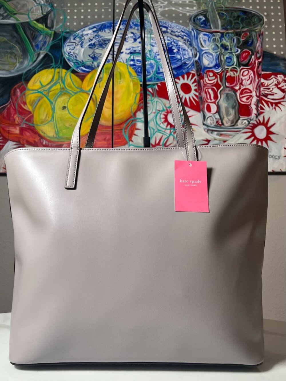 Kate Spade Janie Medium Tote Soft Taupe Smooth Leather WKRU6263 $329 NWT - Picture 3 of 15